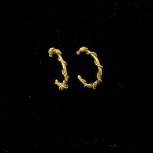 Gold Tone Small Hoop Post Earrings